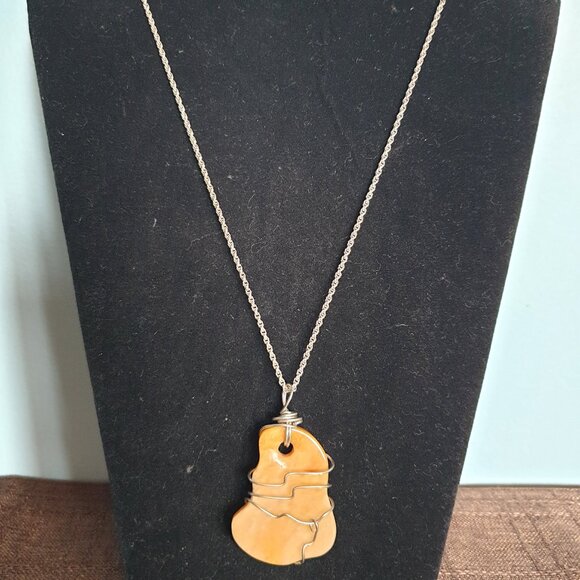 ✨ Bold Handcrafted Natural Yellow Jasper Silver Pendant Necklace ✨ - Picture 3 of 11